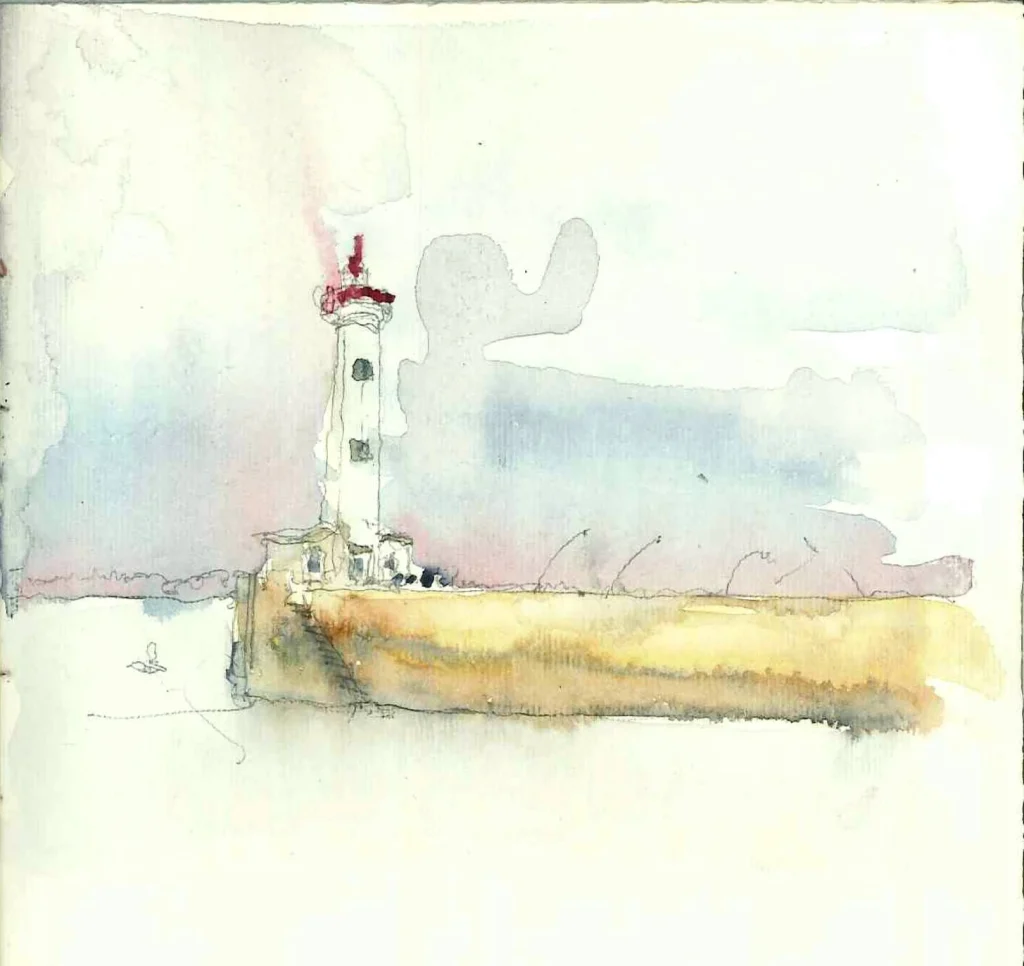 Croquis in situ - Le phare de Saint Nazaire