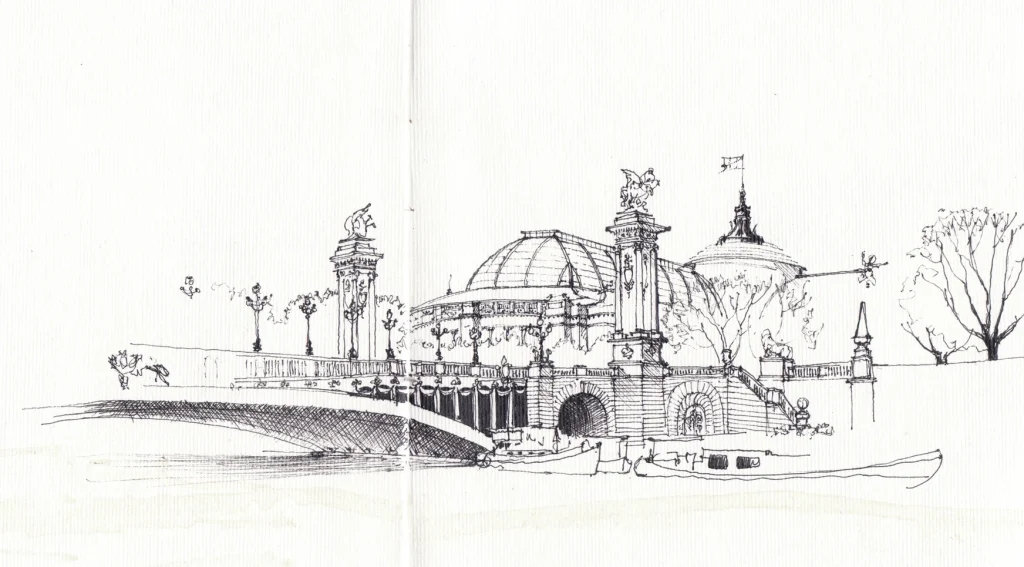 Croquis in situ - Pont parisien