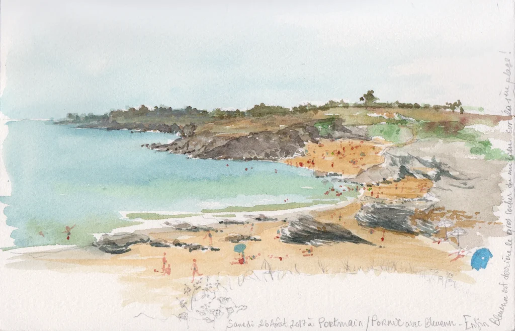Croquis in situ - Plage de Portmain à Pornic