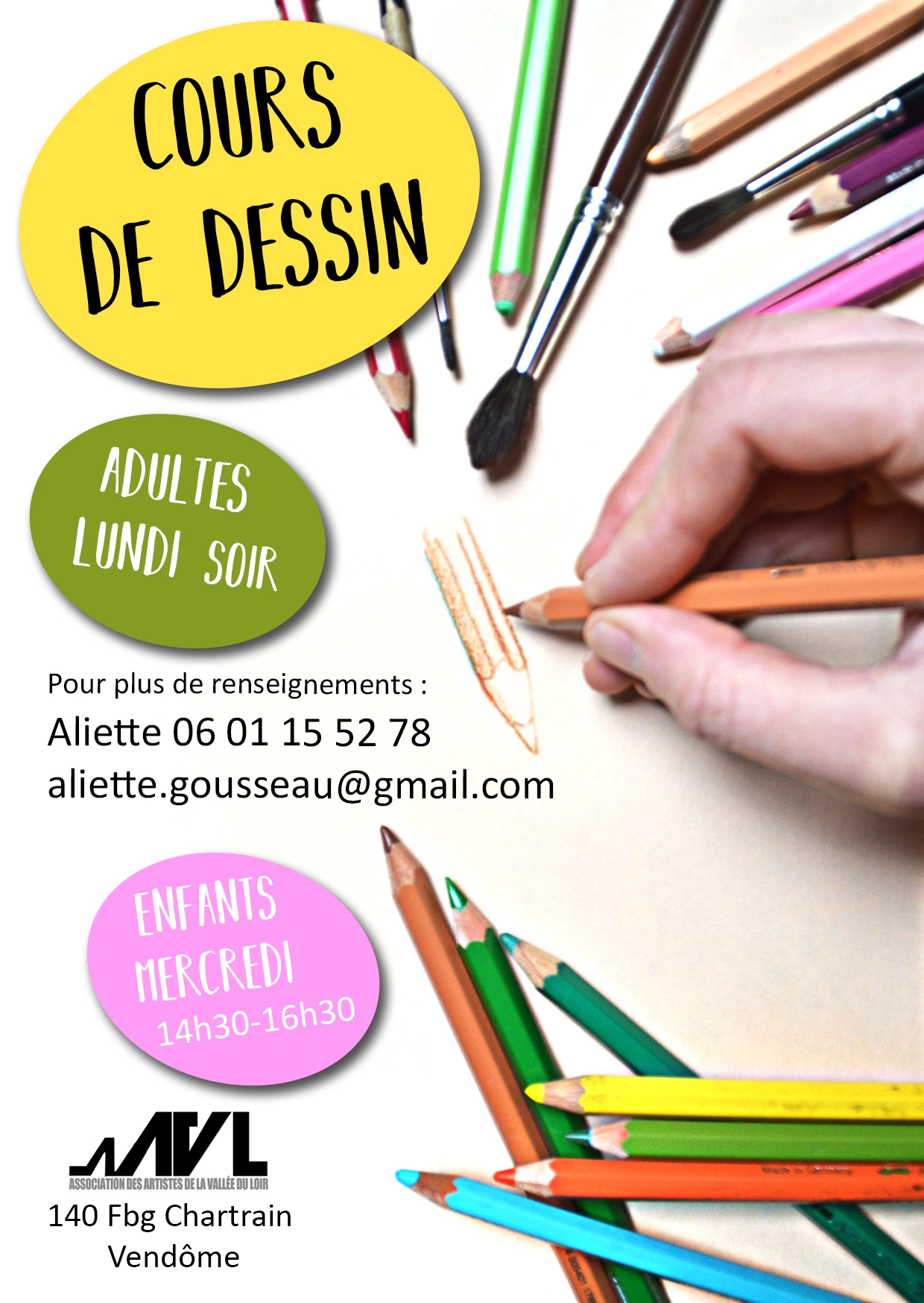 Cours de dessin peinture vendôme aliette gousseau